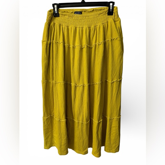 Scoop Dresses & Skirts - Scoop Women's Yellow Tiered Boho Midi Skirt Size Medium NWOT